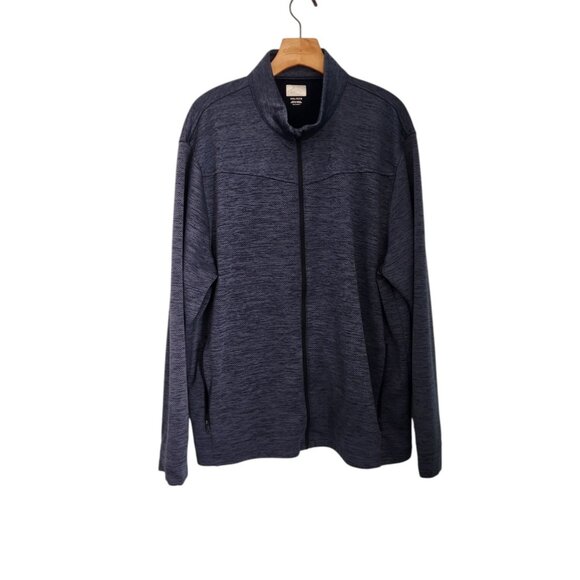 Greg Norman Full Zip‎ Jacket Blue Heathered Texture Golf Casual Mens XXL 2XL NEW - Picture 1 of 12